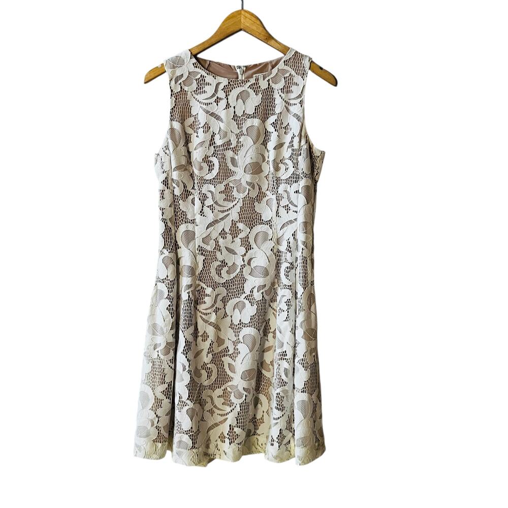 Eva Mendes New York & Co Cream Lace Sleeveless Dress Size 10